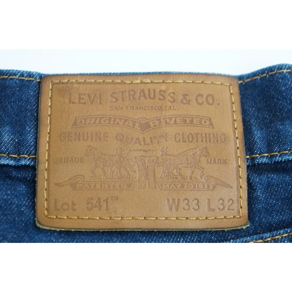 Levi's 541 Athletic Taper Jeans Mens 33x32 Dark Wash Blue Denim VTG Brown‎ Tab